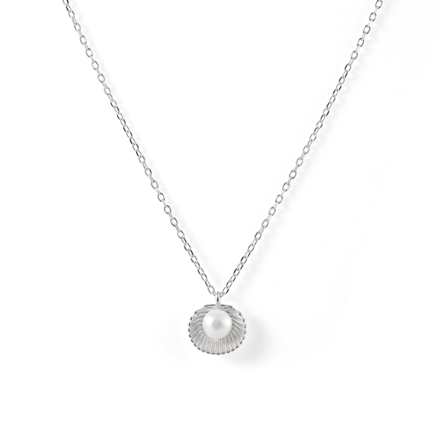 925 sterling silver seashell pearl pendant necklace