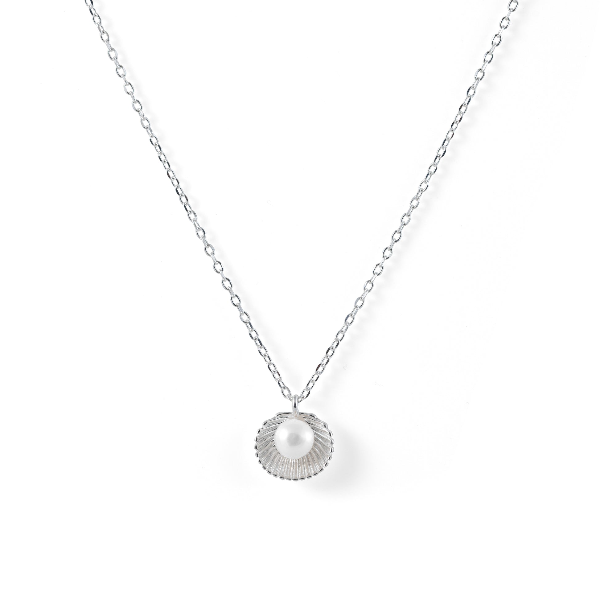 925 sterling silver seashell pearl pendant necklace