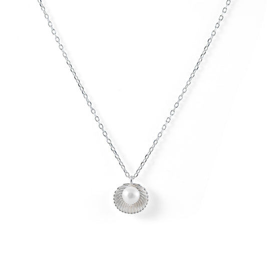 925 sterling silver seashell pearl pendant necklace