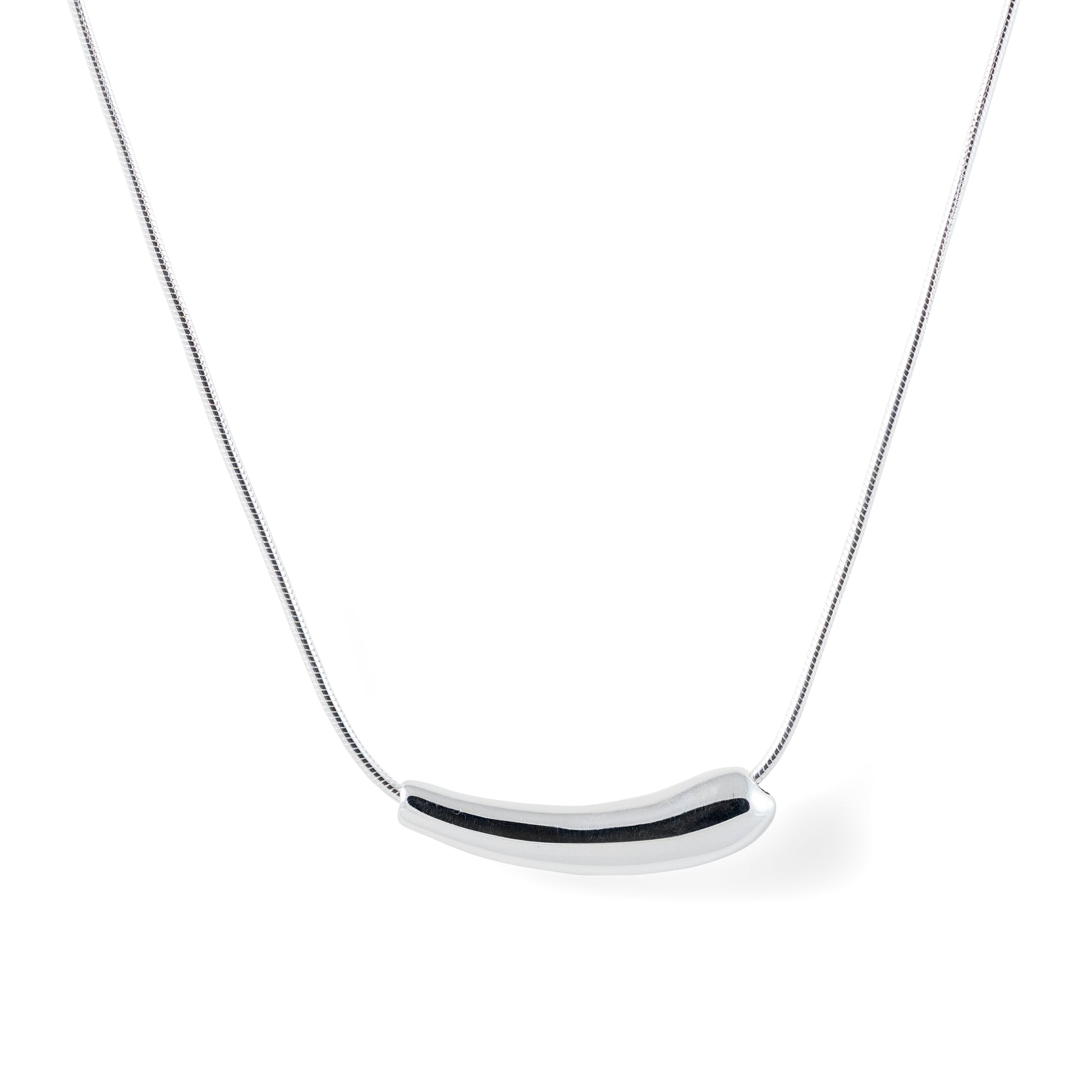 925 sterling silver solid curved bar necklace