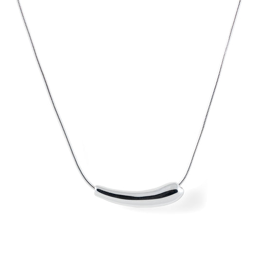 925 sterling silver solid curved bar necklace