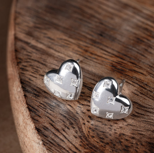 Dotted Heart Earring | 925 Sterling Silver