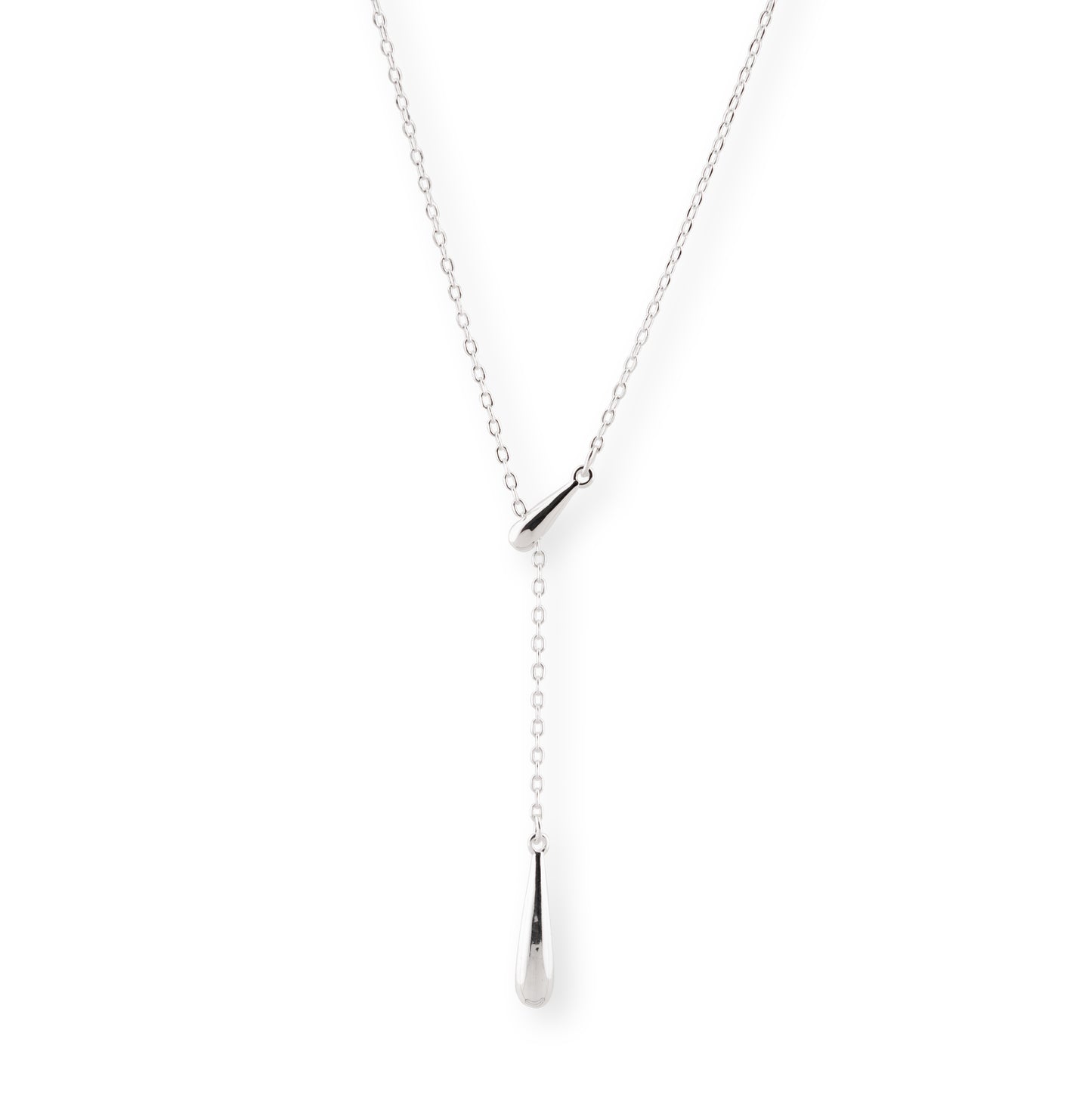 925 sterling silver teardrop minimalist lariat necklace