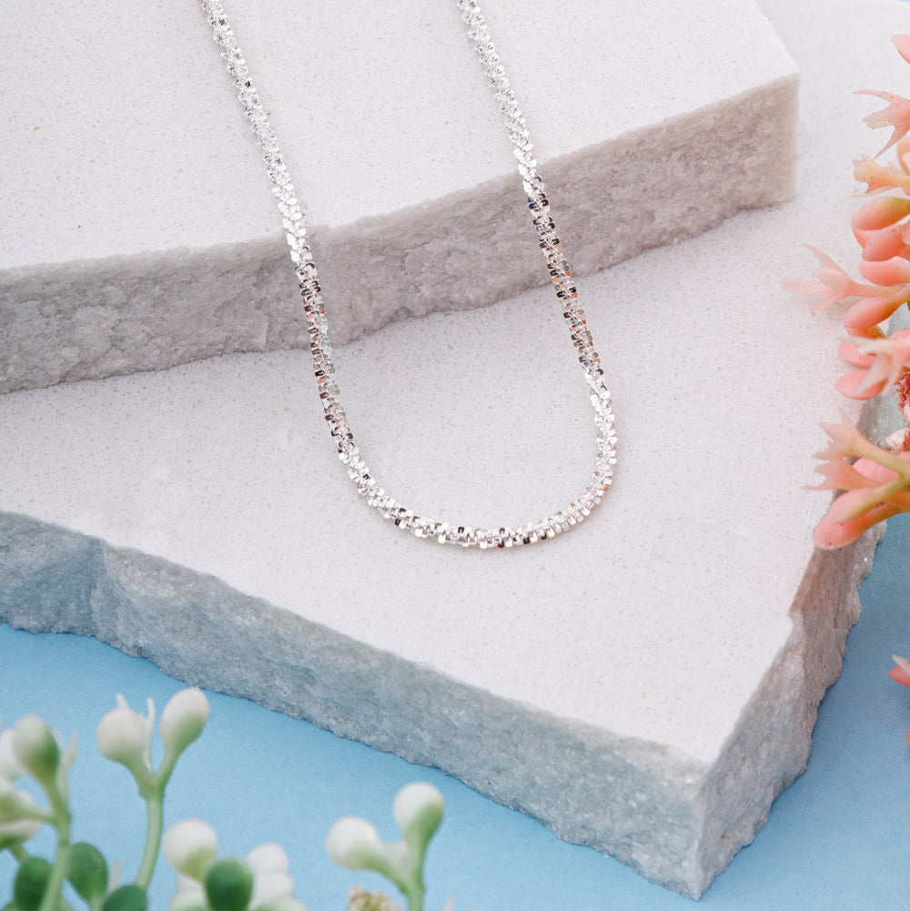925 sterling silver textured chain necklace