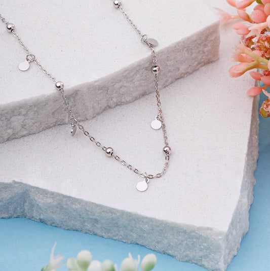 925 sterling silver teardrop charm necklace with bead chain